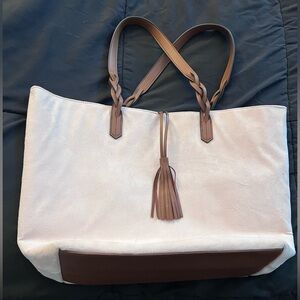 Elegant Light Pink and Brown Tote Bag